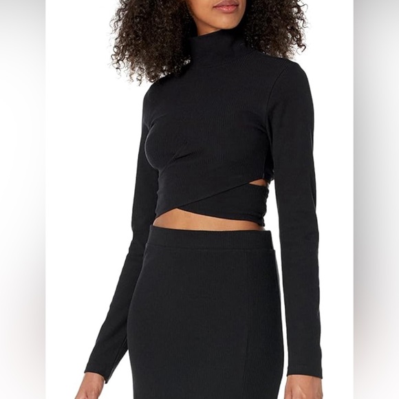 NWT The Drop x Porsha Williams Black Twisted Waist Long Sleeve Crop Top~$30~S - Picture 2 of 10